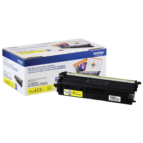 Brother TN433Y Yellow Toner Cartridge, High Yield