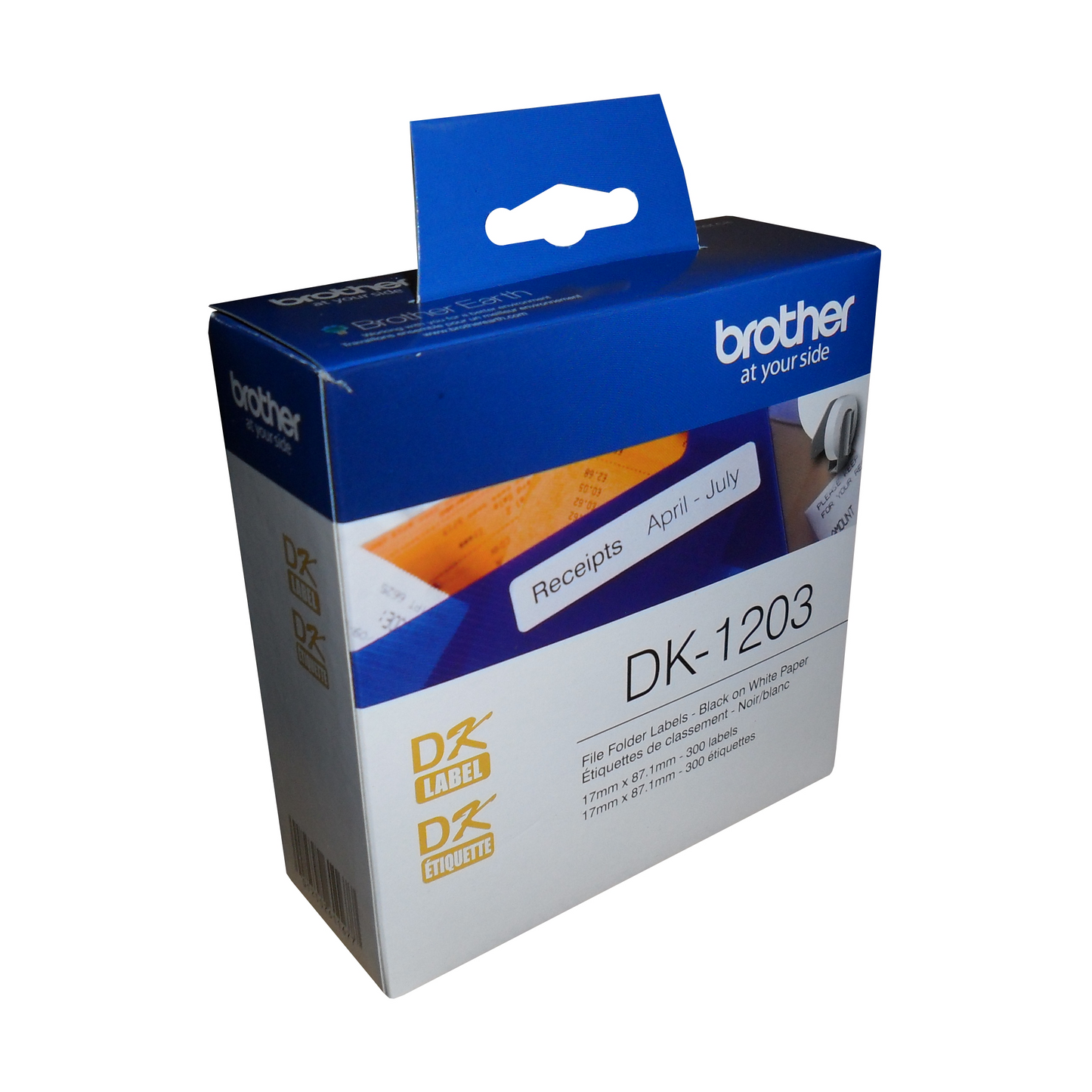 Brother DK-1203 File Folder Paper Label (300 Labels)   0.66" x 3.4" (17 mm x 87.1 mm)